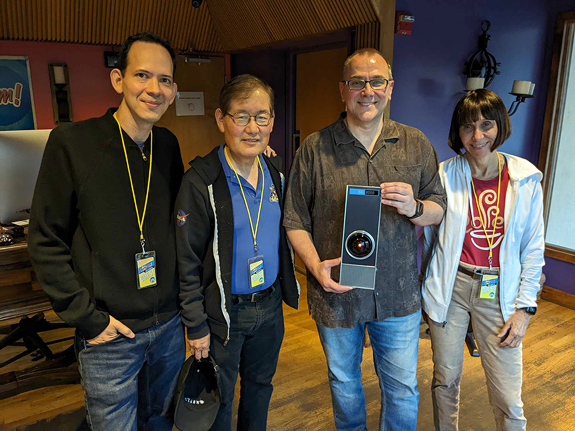 L to R: Roger Lay, Jr. Michael Okuda, Bill Hunt, HAL 9000, and Denise Okuda - September 2023