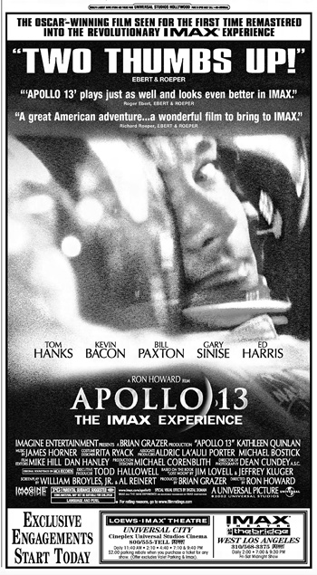 Newspaper ad for Apollo 13