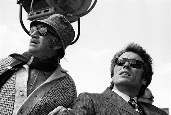 Don Siegel and Clint Eastwood on the set of Dirty Harry