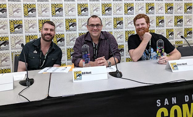 Jeff Nelson, Bill Hunt, and Brian Ward at Shout! Factory's 2018 Comic-Con panel
