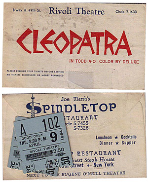 Tickets for Cleopatra and the Rivoli