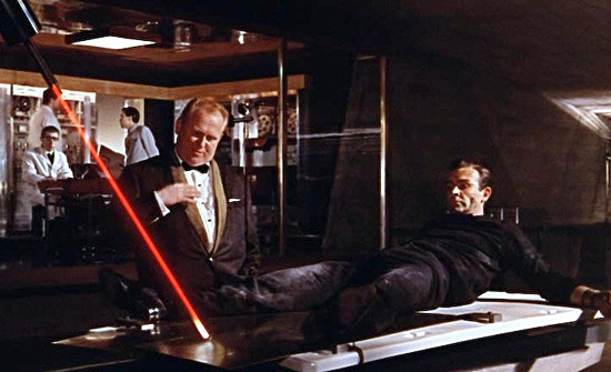 Goldfinger sets the laser on Bond