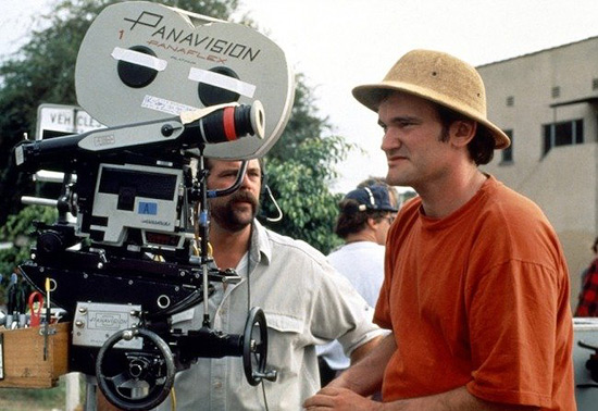 Quentin Tarantino on the set of Pulp Fiction