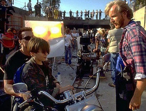 James Cameron on the set of T2