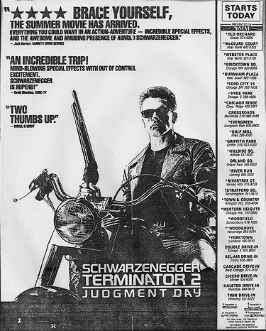 Terminator 2 newspaper ad